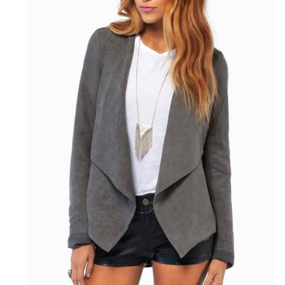 Tobi Gray Draped Waterfall Jacket - Size Small